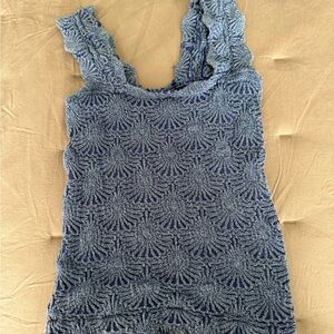 FP Movement by Free People Blue Textured Tank Top
